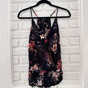 Pink Clover Floral Crossover Spaghetti Strap Tank